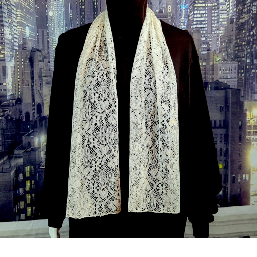100% polyester machine wash 9 1/2” wide x 53” long scarf